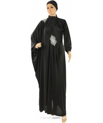 Anaya Shoulder Sequin Jilbab with Sequin motif front: Black